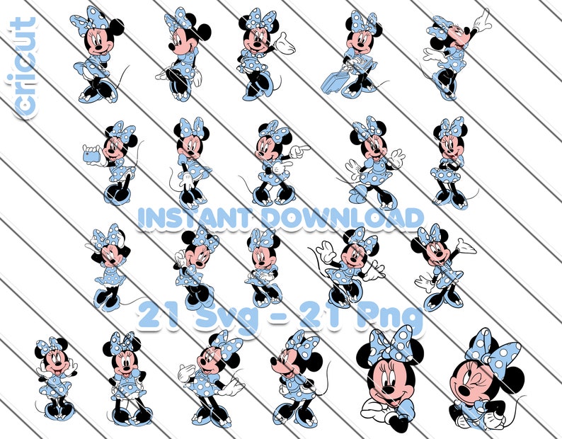 Minnie Mouse Svg, Minnie Mouse For Cricut,  Minnie Mouse Png, Minnie in Blue Dress, Clip Art, Image Files, Minnie birthday, blue Minnie svg, blue Minnie Mouse, birthday svg, Minnie for cricut