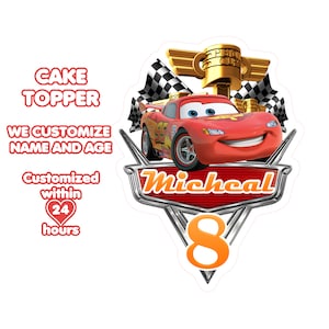 Personalized Cars Printable Cake Topper, Custom Cars Cake Topper , Cars Birthday Party, Cars Party, Lightning Mcqueen Cake Topper,