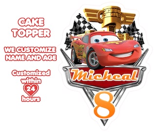 Personalized Lightning Mcqueen Cake Topper: Cars Birthday Party (Digital Download)