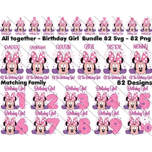 Bebé Minnie Cumpleaños Niña Familia Svg, Bebé Minnie Familia A Juego, Minnie Números Svg, Png, Minnie Mouse Png, Paquete Familiar Cumpleaños Niña,