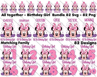 Baby Minnie Birthday Girl SVG Bundle: Matching Family Numbers (Digital Download)