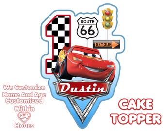 Personalized Lightning McQueen Cake Topper: Cars Birthday Party (Digital Download)