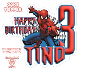 Personalized Spiderman Birthday Cake Topper (Digital Download)