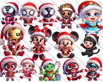 Christmas Baby Superheroes PNG Clipart Bundle (Digital Download)