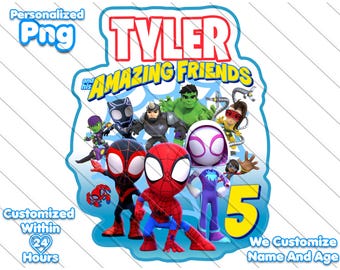 Spidey and His Amazing Friends, Custom Spidey Cake Topper PNG, Spiderman Party Decor, Superhero Birthday, Personalized Png, Cake Topoer Png