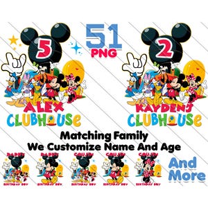 Anniversaire personnalisé au pavillon PNG, assorti à la famille, anniversaire Mickey personnalisé, T-shirt de famille, anniversaire au pavillon PNG, anniversaire Mickey