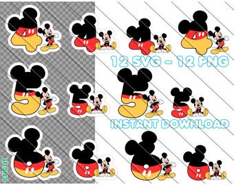 Mickey Mouse Birthday Cake Topper SVG PNG: 4th-6th Birthday (Instant Download)
