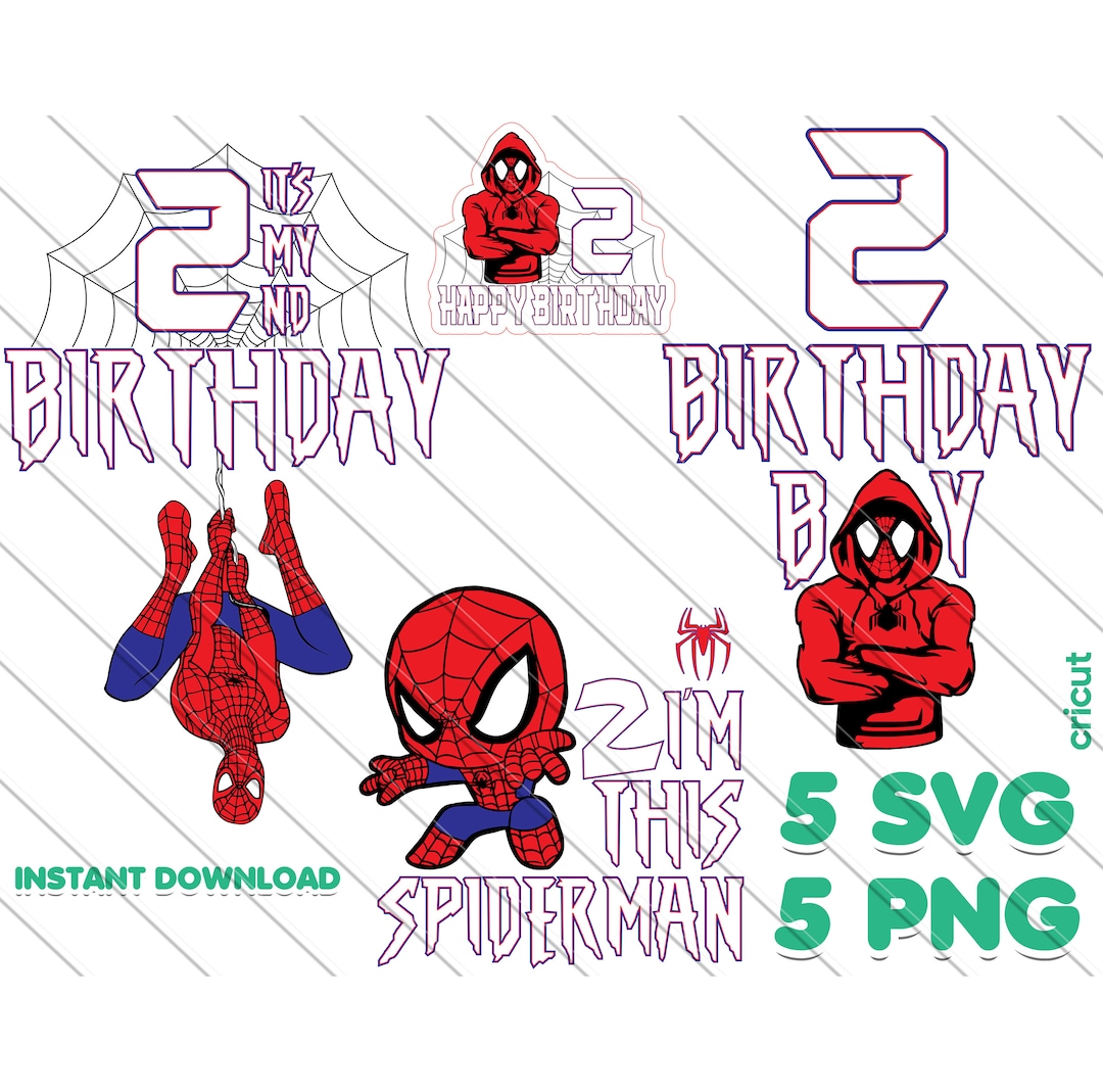 Spiderman 2nd Birthday Boy Svg, Png, Spiderman Cake Topper, Birthday