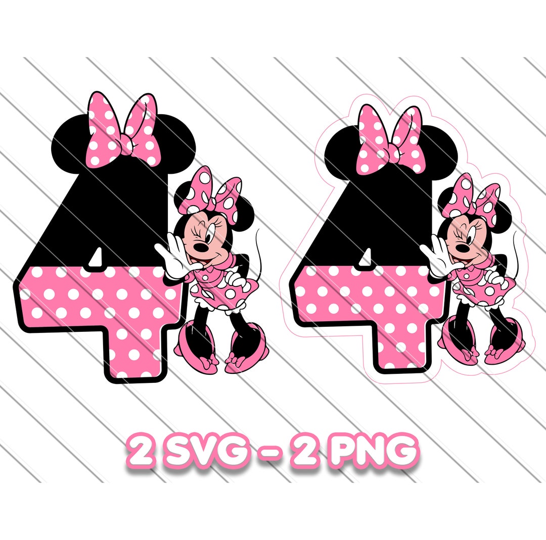 Printable Minnie Mouse 4th Birthday Svg, Png , Digital Download