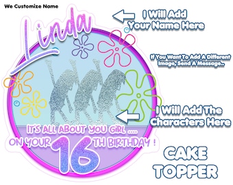Personalized 16th Birthday Cake Topper: Boys Who Cry, All About You Girl (Digital Download)