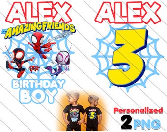 PNG personalizzato per il compleanno di Spidey: design per maglietta personalizzata (download digitale)