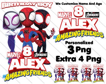 Personalized Spidey and His Amazing Friends Png, Matching Family, Personalized Spidey and His Amazing Friends Logo, Custom Printable Logo