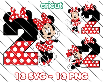 Minnie Mouse 2nd Birthday SVG: Clip Art Image Files (Digital Download)