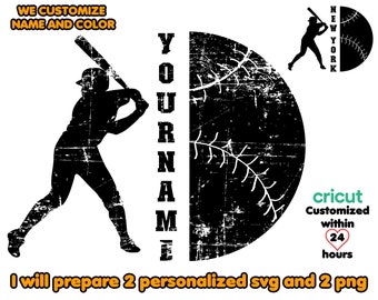 Personalisierter Baseball SVG: Benutzerdefinierter Name und Farbe, Cricut bereit (Digitale Dateien)