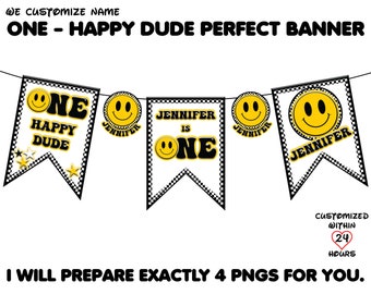 Custom One Happy Dude Banner: First Birthday Decor (Digital Download)