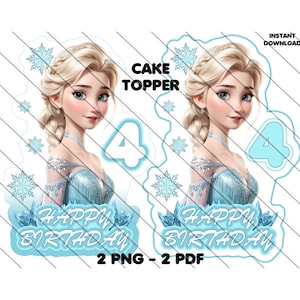 Elsa taarttopper, 4e verjaardag png, Elsa verjaardag png, Frozen verjaardag banner, Frozen verjaardagsthema, prinses png, 4e verjaardagsfeestje