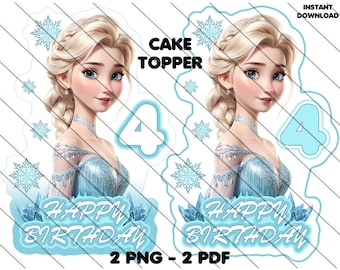 Elsa Cake Topper: Frozen 4th Birthday Party (Digital Download)