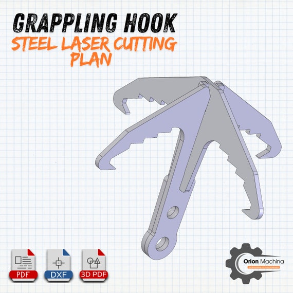Tactical Grappling Hook Steel Laser Cut Plans V3 (DXF/PDF)