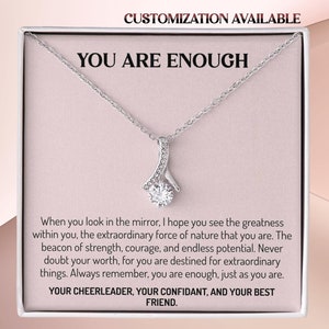 Collar Eres suficiente, colgante de fuerza, regalo de empoderamiento, joyería de coraje, cadena de confianza, recuerdo de motivación, ficha de afirmación.