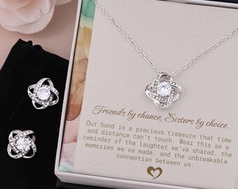 Sisters by Choice Knot Necklace & Earrings Set: Cubic Zirconia Jewelry