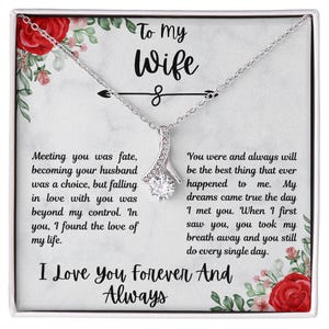 To My Wife Gold Pendant Necklace - Romantic Anniversary Gift, Birthday Necklace with Love Message, Elegant Jewelry for Her - gift for her.