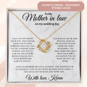 Collana personalizzata per matrimonio della suocera con biglietto con messaggio sentito - Regalo di ringraziamento per la festa nuziale - regalo per la madre di mio marito