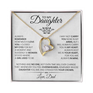 Für meine Tochter Halskette | Vater Tochter Geschenk | Herzanhänger von Dad | Graduierung, Hochzeit, Geburtstagsgeschenk | Gold Cubic Zirkonia | fertig