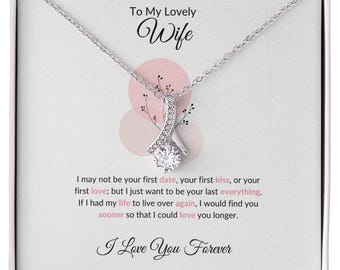 Cubic Zirconia Curved Pendant Necklace for Wife: Gold/Steel