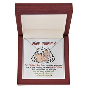Collana regalo per futura mamma - Cuore con biglietto con impronta del piede del bambino, collana dal pancione alla mamma, primo regalo per la festa della mamma, ciondolo con impronta del piede