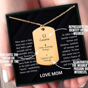 Personalized Name Tag Necklace: Engraved Motto & Symbol, Stainless Steel
