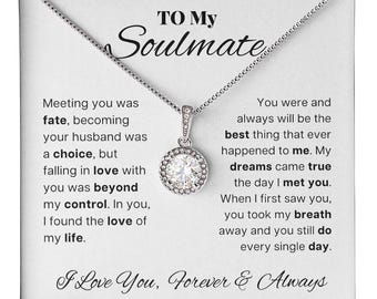 Soulmate Necklace: Cubic Zirconia, Stainless Steel, Wife Gift