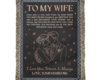 Romantic Poem Blanket Gift for Wife: Anniversary Cotton Throw