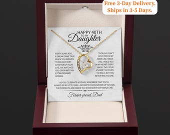 40th Birthday Heart Necklace, Daughter Gift from Dad