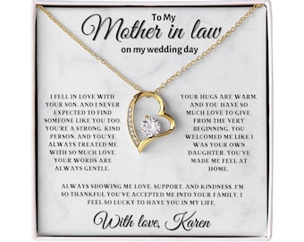 Personalized Mother-in-Law Heart Necklace: Wedding Day Gift