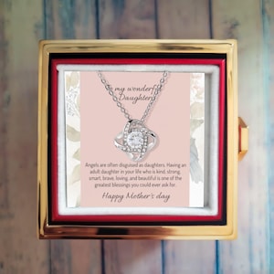 Regalo per la festa della mamma per la figlia, un set di collana e orecchini in una scatola di fiori girevole, per mia figlia, biglietto con messaggio di gioielli in una scatola di fiori