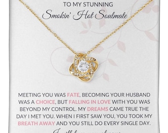 Gold Love Knot Necklace, Cubic Zirconia Wife Gift