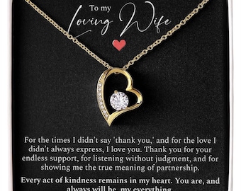 Gold Heart Pendant Necklace: Cubic Zirconia Wife Gift