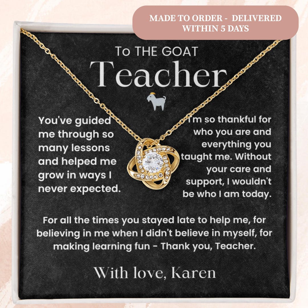Teacher Appreciation Necklace Gift Set: Thank You Pendant & Card - Etsy