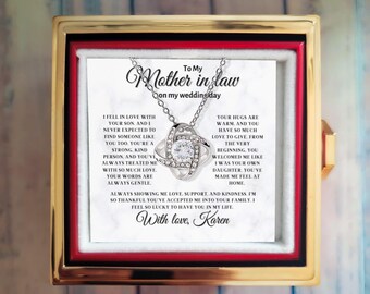A Blooming Thank You: Rotating Flower Box with "To My Mother-in-Law" Wedding Day Necklace