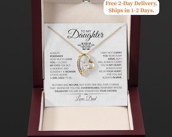 Daughter Necklace from Dad: Gold Heart Cubic Zirconia Pendant