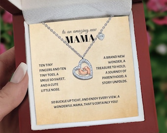 Baby Feet Heart Necklace: New Mom Gift, 14k White Gold