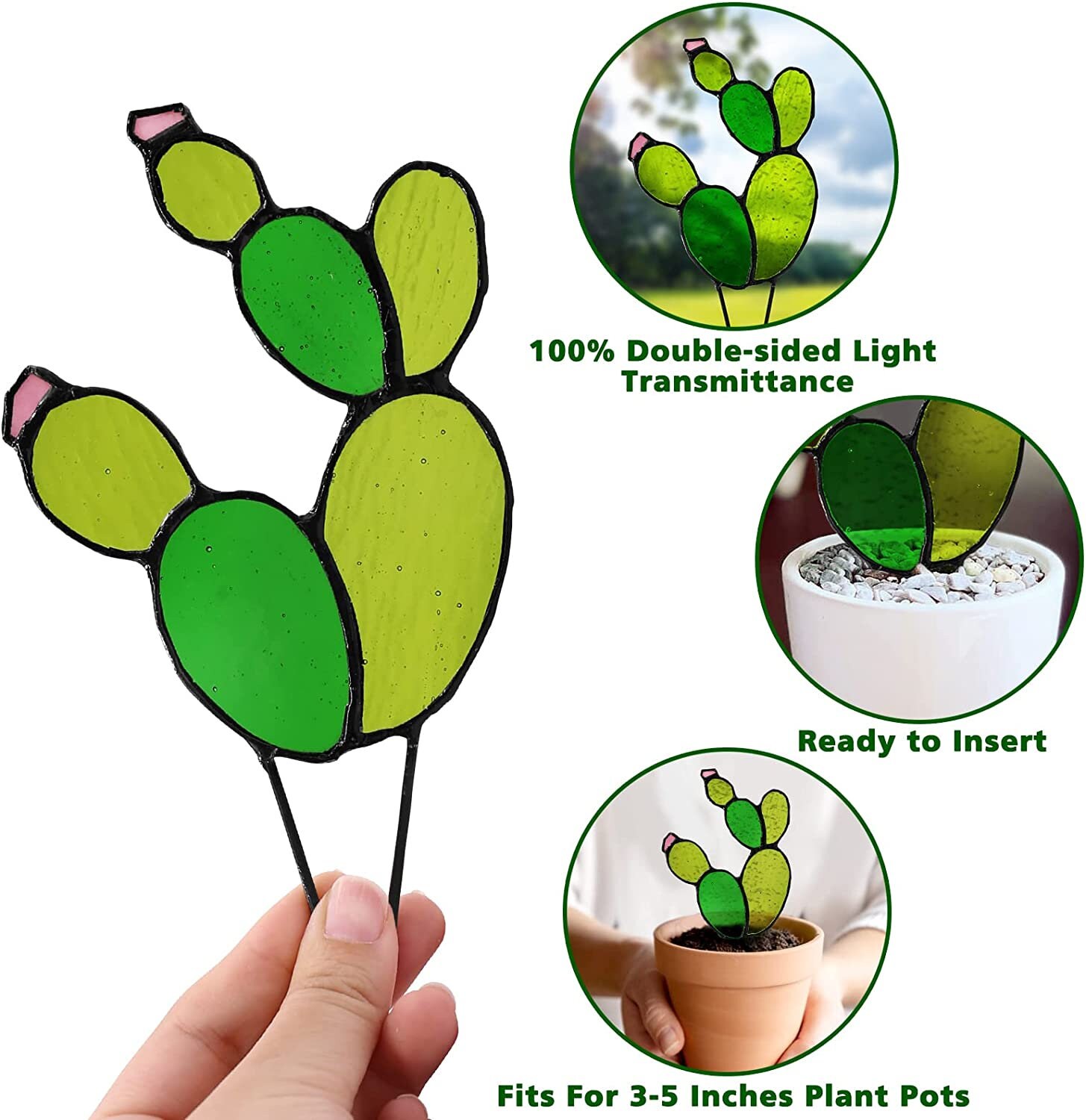 Stained Glass Cactus Cactus Plant Set Stained Glass Plant Etsy