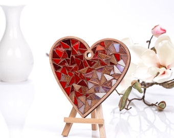 Red heart DIY mosaic kit Decor mosaic heart Pink heart for presents Valentine’s Day gift Mothers Day gift Herat Design decor