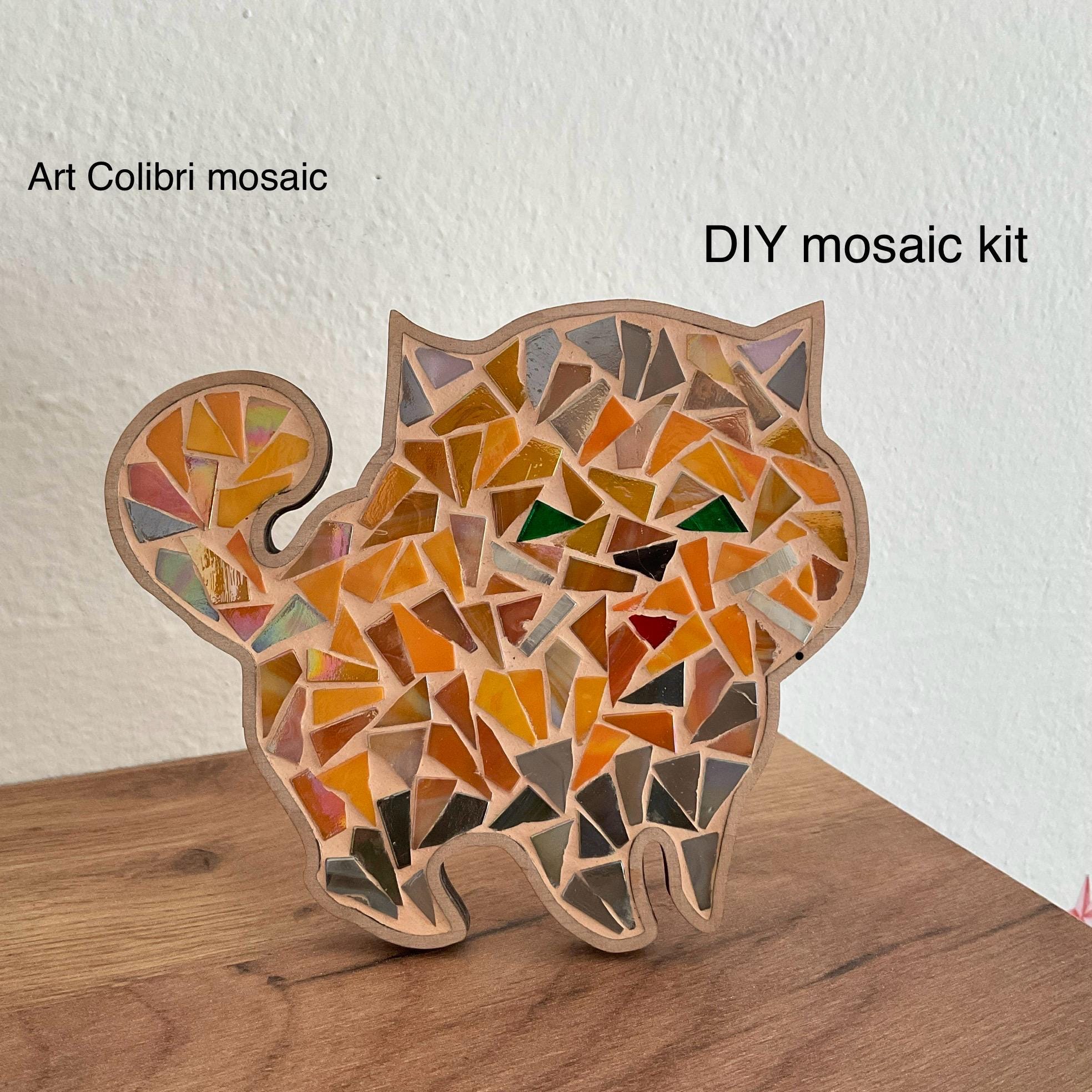 DIY Glass Tile Mosaic Kit - Red Cat Craft Set for Adults & Kids
