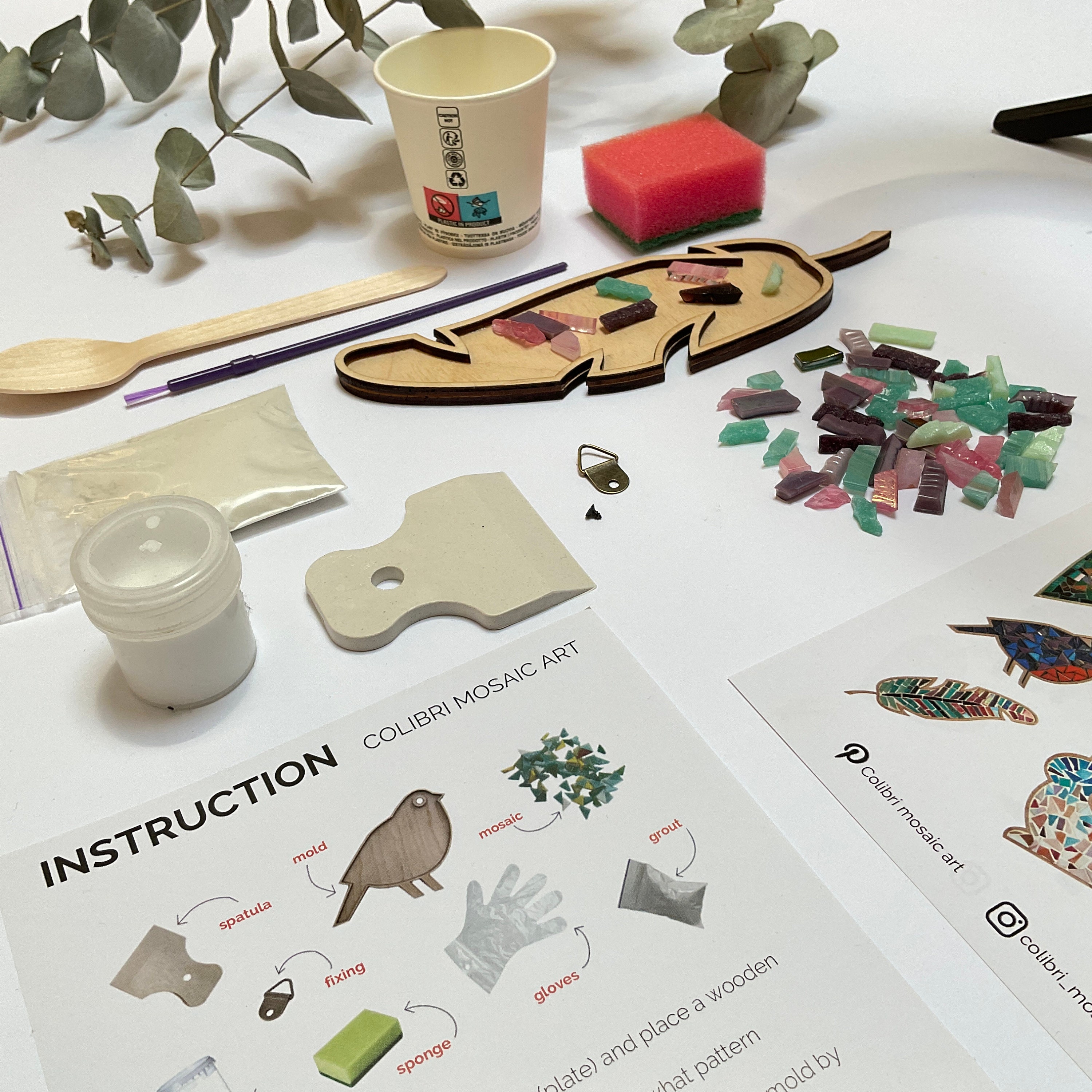 DIY Mosaic Wood Craft Kits for Kids & Adults, DIY Mosaic Kit for Kids &  Adults, DIY Stained Glass Craft Mosaic Kit, Feather Mosaic Kit, DIY Mosaic