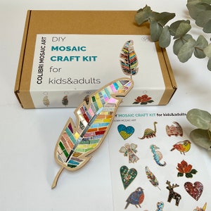 Helle Federn DIY Mosaik Kit für Erwachsene Fantasy Federn Mosaik Federn Geschenk für Freundin Gartenparty Kunsttherapie Geschenk Creativ Geschenk Basteln