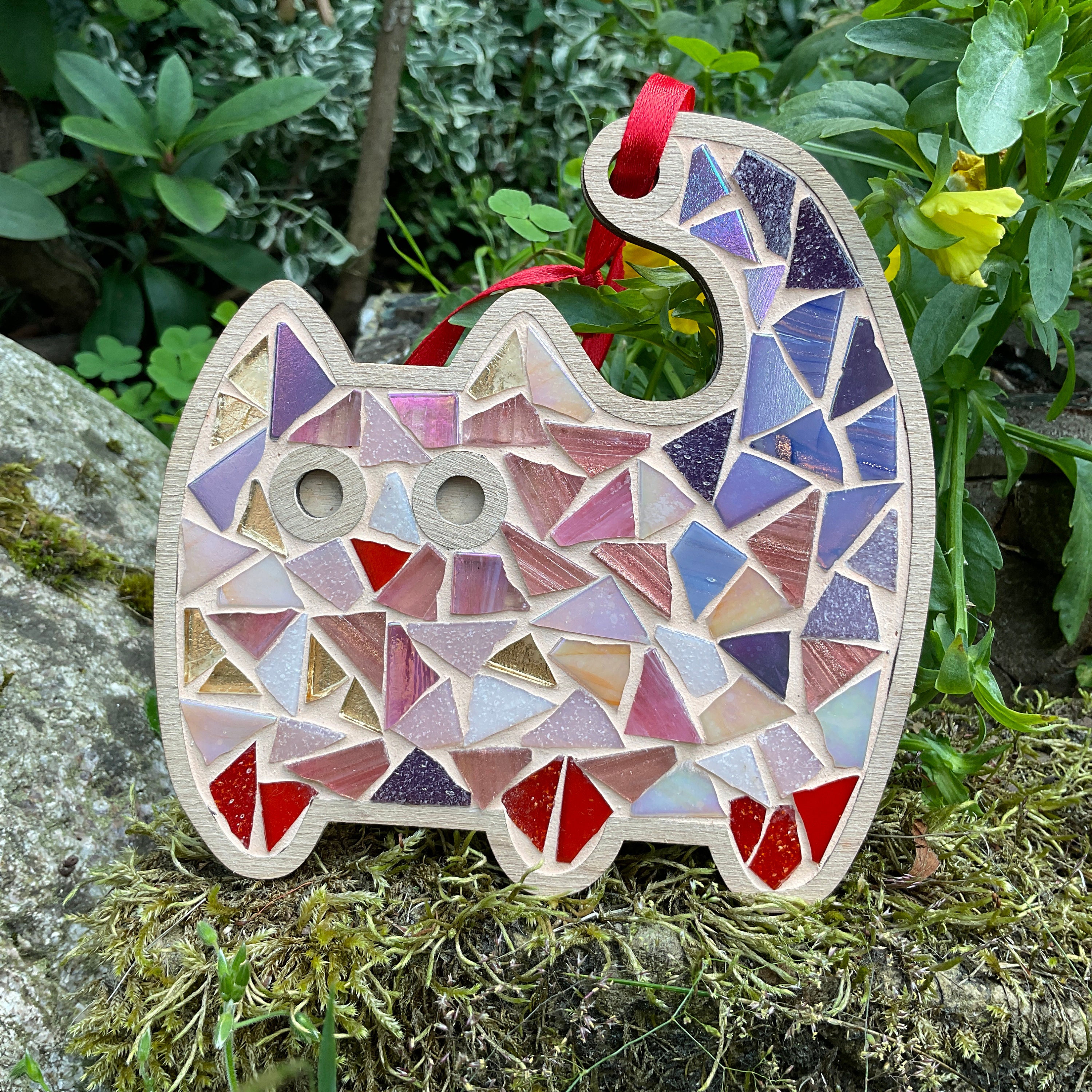 Pink Cat Mosaic Kit: DIY Craft for Adults & Kids