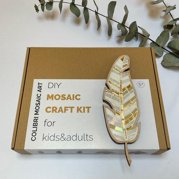 Mosaic Coaster Kit DIY Craft Kit Make Your Own Coaster Tray Trivet Kit  Handmade Craft Project Craft Kit for Kids Adults Coloured Glass Kit 
