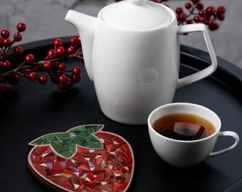Strawberry Mosaic Coaster DIY Kit: Anti-Stress Art Meditation Gift