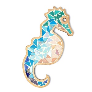 Funny sea horse DIY craft mosaic kit Gift for kids Home decor for wall blue mosaic picture image 2